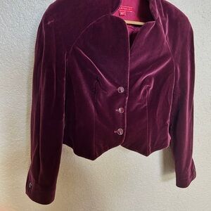 Halston Heritage Velvet Blazer in Deep Burgundy